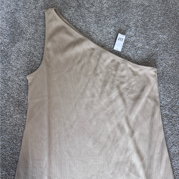 NWT Gap Neutral One Shoulder Midi Ribbed Knit Dress, Size XL Tall - Picture 2 of 5